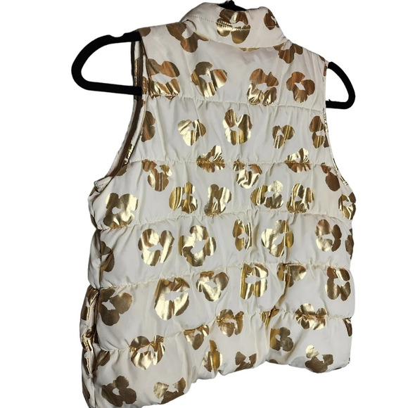 Crazy 8 Gold Foil Cream Leopard Puffer Vest Kids Size Largw 10/12 - Picture 4 of 11